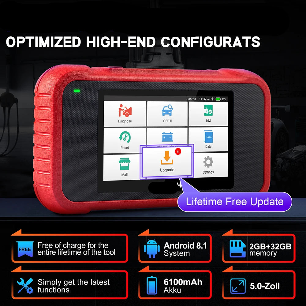 OBD2 Scanner - OBD - Uitleesapparatuur Auto - Diagnosecomputer - Storing Verwijderen - Auto Accessoires - Auto Uitlezen - 12 Reset Services - Systeem Scanner - 5" Touchscreen