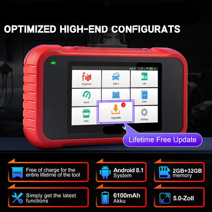 OBD2 Scanner - OBD - Uitleesapparatuur Auto - Diagnosecomputer - Storing Verwijderen - Auto Accessoires - Auto Uitlezen - 12 Reset Services - Systeem Scanner - 5" Touchscreen