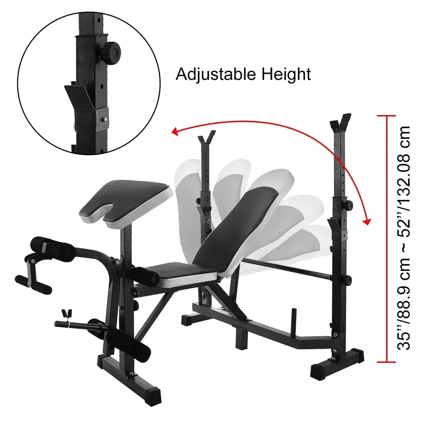 Halterbank - Fitnessbank - Gewichthefbank -Verstelbare - Opvouwbare - Multi Station - Bench Press - voor Home - Gym - 144.78 x 104.14 cm - Zwart
