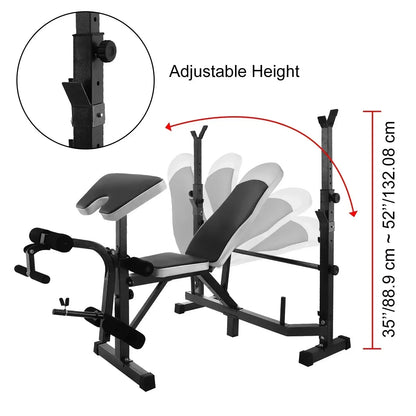 Halterbank - Fitnessbank - Gewichthefbank -Verstelbare - Opvouwbare - Multi Station - Bench Press - voor Home - Gym - 144.78 x 104.14 cm - Zwart