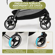 kinderwagen - Jogging buggy - Runner - Lichtgewicht kinderwagen - Baby kinderwagen - Kinderwagen - Automatisch zelf opvouwbaar - Reiskinderwagen voor vliegtuig - Opvouwbaar met één hand - Kinderwagen voor peuters - Grijs