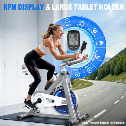 Indoor Fiets – Hometrainer – Cardio Fiets – Fitnessfiets – Stabiel Tot 150 Kg – Verstelbare Weerstand 300 Watt - Zilver