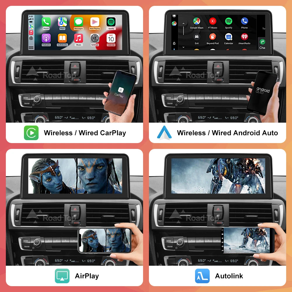 Wireless CarPlay Android Auto Car Multimedia Display For BMW 1 2 3 4 Series F20 F21 F30 F31 F32 F33 F34 F36 NBT Touch Screen