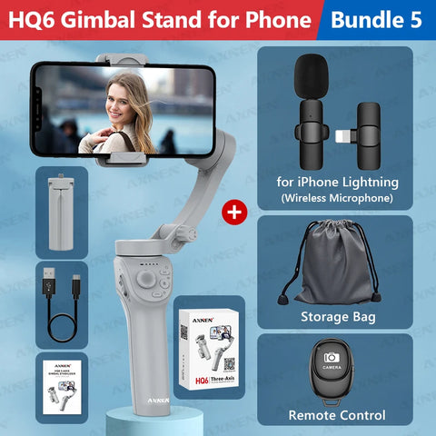 Gimbal Smartphone - Gimbal for Smartphone &amp; Camera - Handheld Mirrorless - 3-Axis - Handheld Gimbal Stabilizer - for Smartphone - for iPhone Android - Vlog Kit - Option 5