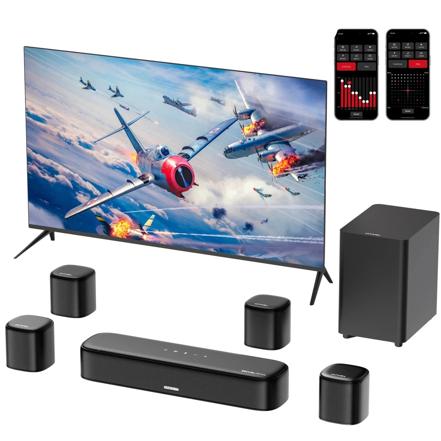 Soundbar - 7.1ch - Soundbar met Subwoofer - Soundbar voor TV - Smart App Control - 350W - Bluetooth TV Soundbar - Home Cinema Geluid - Zwart