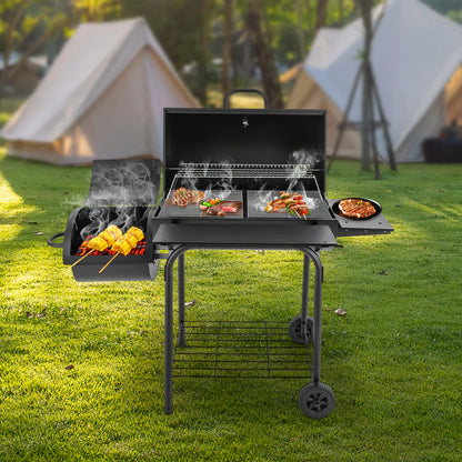 Houtskool BBQ – Barbecue – Grill – Buitenkeuken – Tuinbarbecue – 39x34 Cm Grilloppervlakte – Temperatuurmeter In Deksel