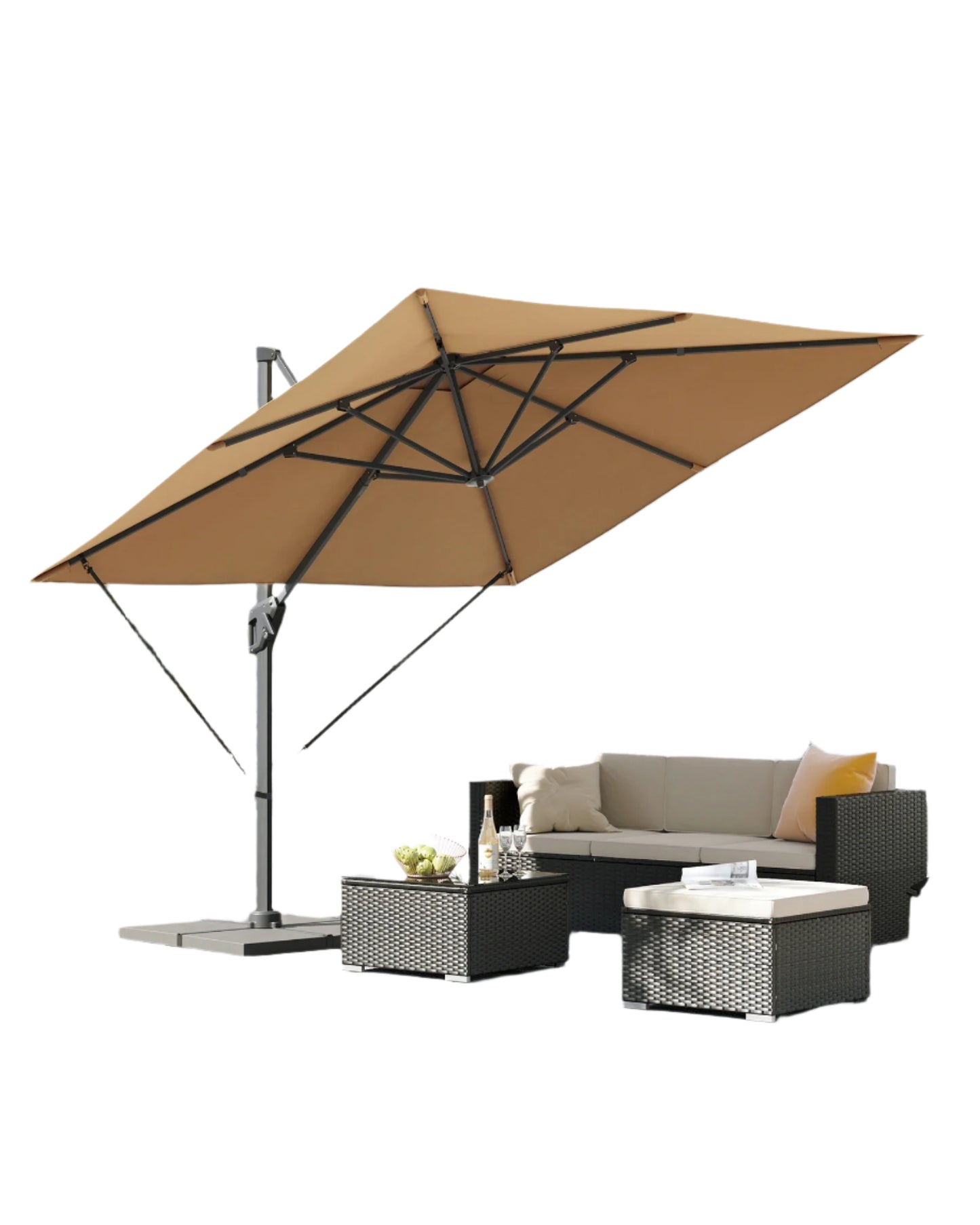 Parasol – Tuinparasol – Terrasparasol – Zonneparasol – Rond – 290x290 Cm – 360° Draaibaar - Khaki