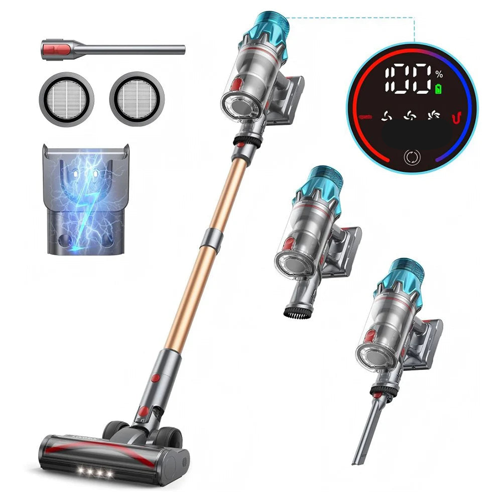 Steelstofzuiger - Stofzuiger - Draadloze - Vacuum Cleaner - 550W - 45kPa Zuigkracht - LED Touchscreen – Tot 60 Min Gebruiksduur – Brushless Motor