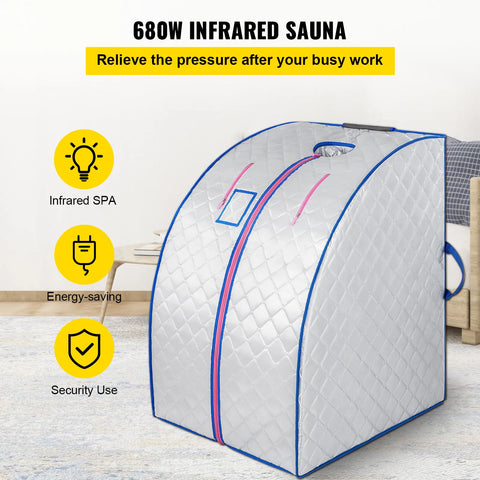 Vevor - Mobile Sauna - Mobile Spa - Including folding chair - Portable Sauna Cabin - Foldable Sauna - Portable Steam Cabin - Sauna Tent - Infrared Sauna - 220V - White