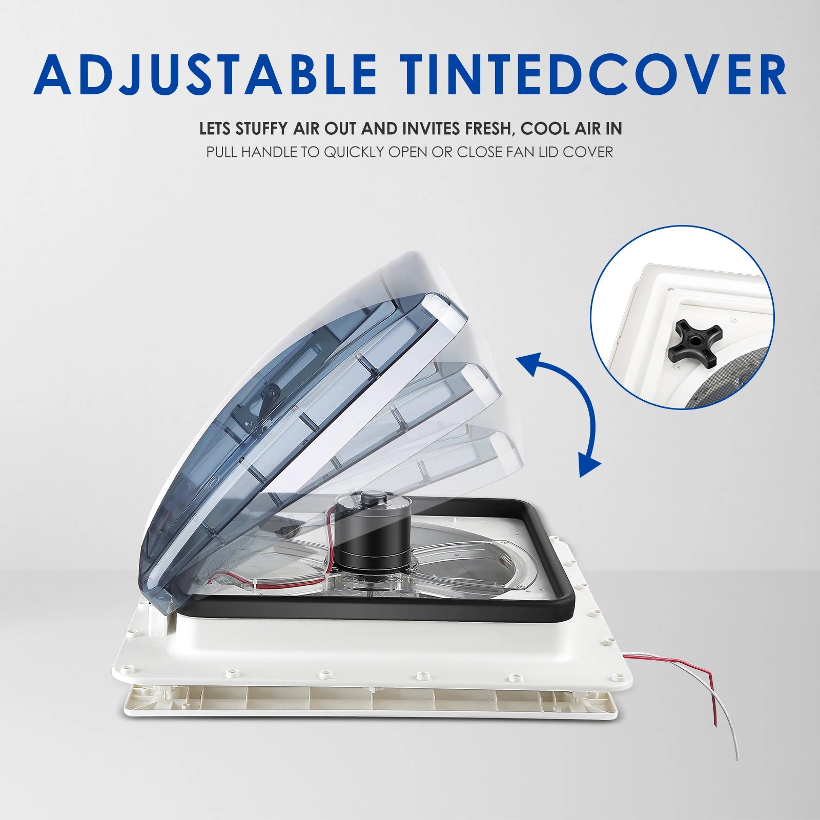 Elektrische Dakventilator Caravan – RV Dakventilator – Camper Ventilator – Dakventilator Met Afstandsbediening – Motorhome Ventilator – 3 Snelheden – Automatische Regensensor 40x40 cm 12V 20W - QUORE