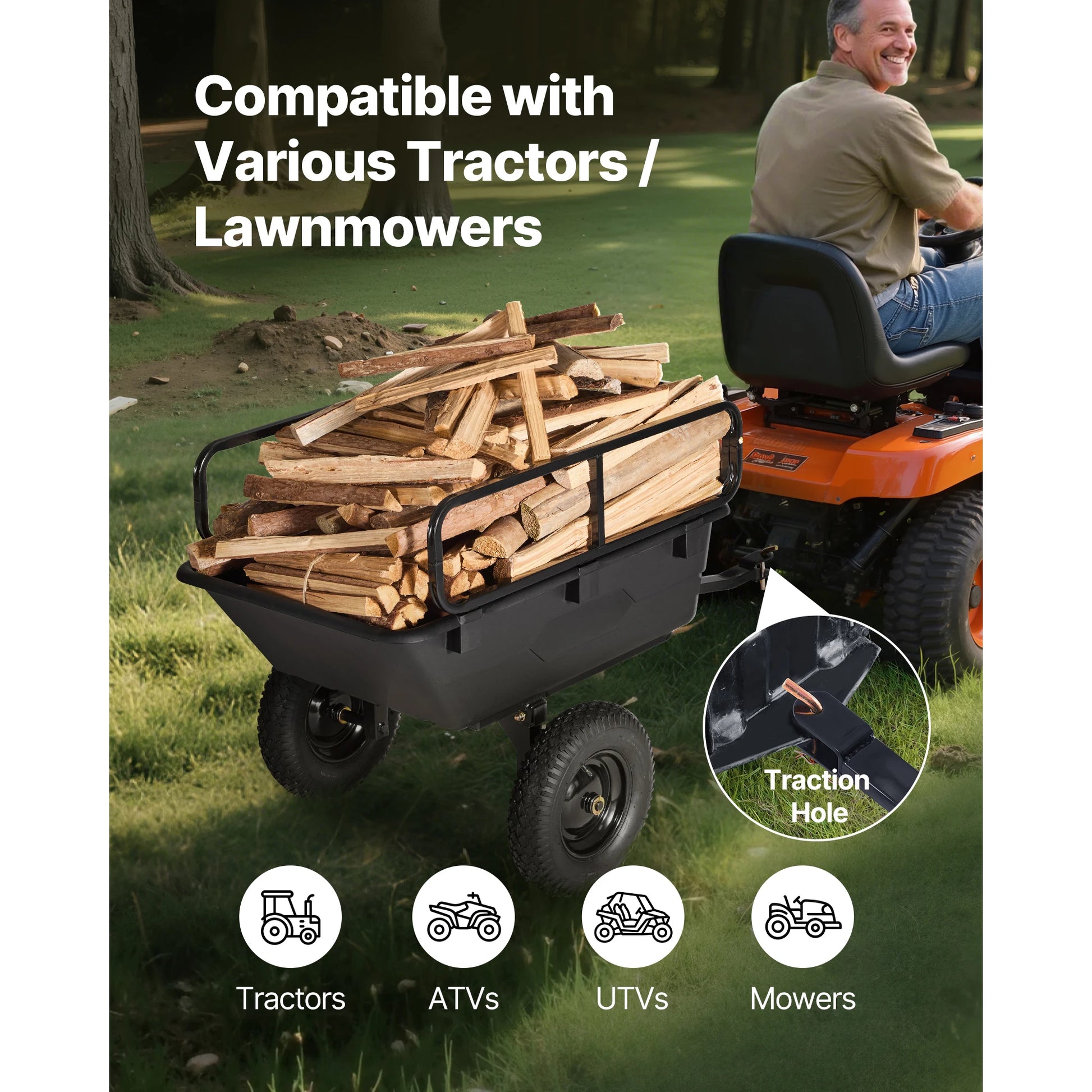Tuinwagen – Aanhanger – Kar – Karretje – Kiepwagen – 10 Kubieke Voet Laadruimte – 226 Kg Draagvermogen - QUORE