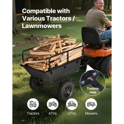 Tuinwagen – Aanhanger – Kar – Karretje – Kiepwagen – 10 Kubieke Voet Laadruimte – 226 Kg Draagvermogen - QUORE