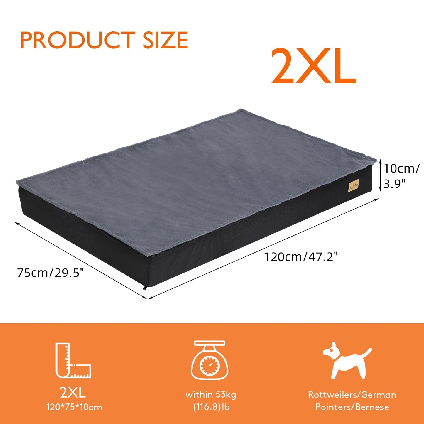 Hondenbed - Kussen - Wasbare - met Waterdichte Hoes -Orthopedische - Comfortabel & Stevig - 2-in-1 Ontwerp - Antislip Bodem - Dubbel Extra Groot Formaat