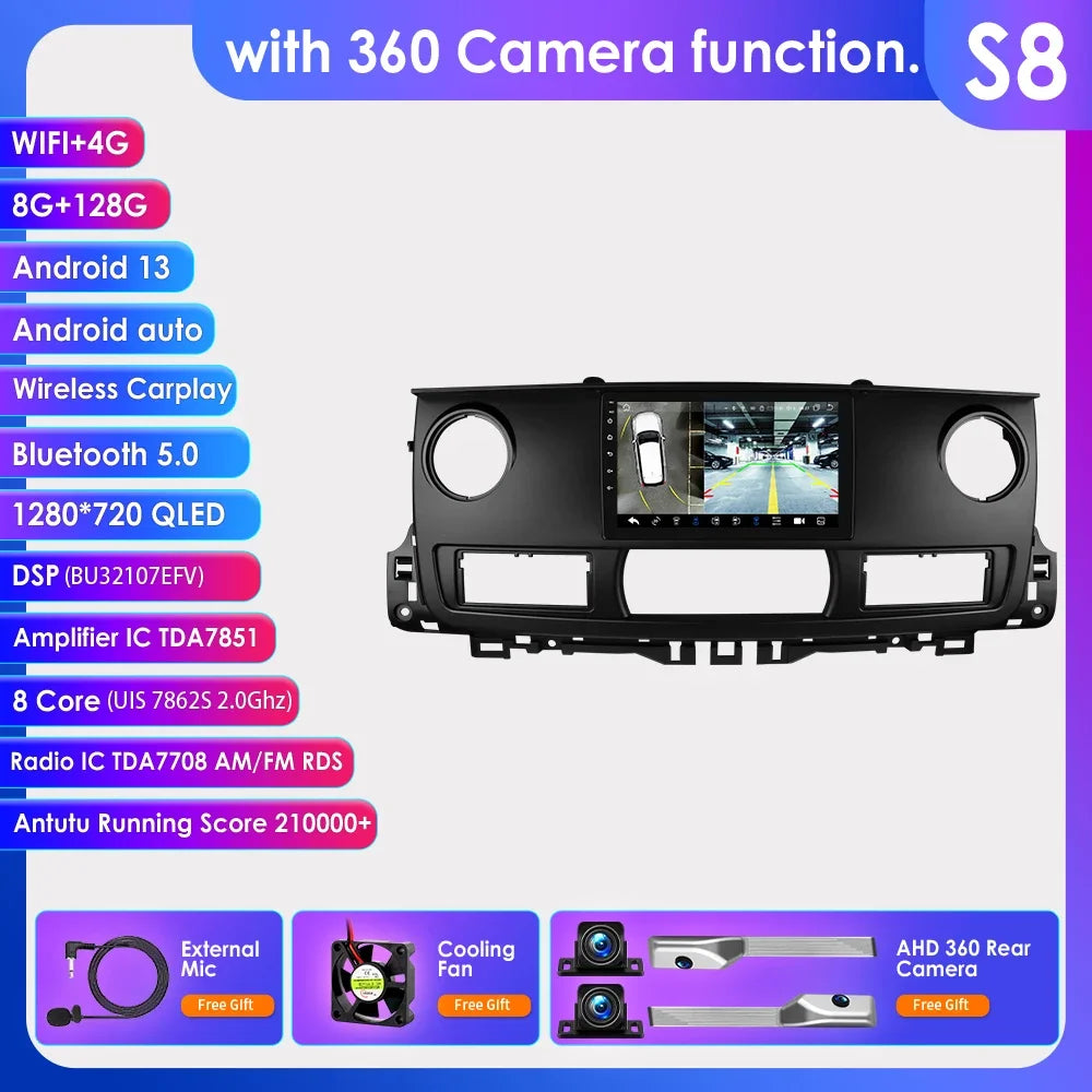 Autoradio – Multimedia Speler – Carplay Systeem – GPS Navigatie – 2-DIN Module – 10,1 Inch Touchscreen – 360° Camera Met Android 13 - QUORE