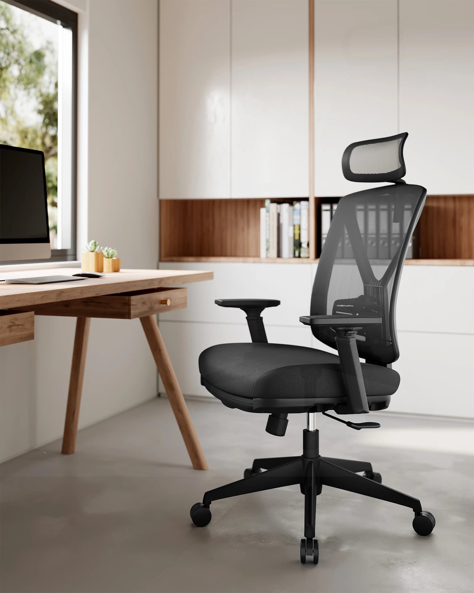Ergonomische Bureaustoel – Comfortstoel – Werkstoel – Kantoorstoel – Bureaustoel Met Voetensteun – Verstelbare Hoogte – Ademend Mesh - QUORE
