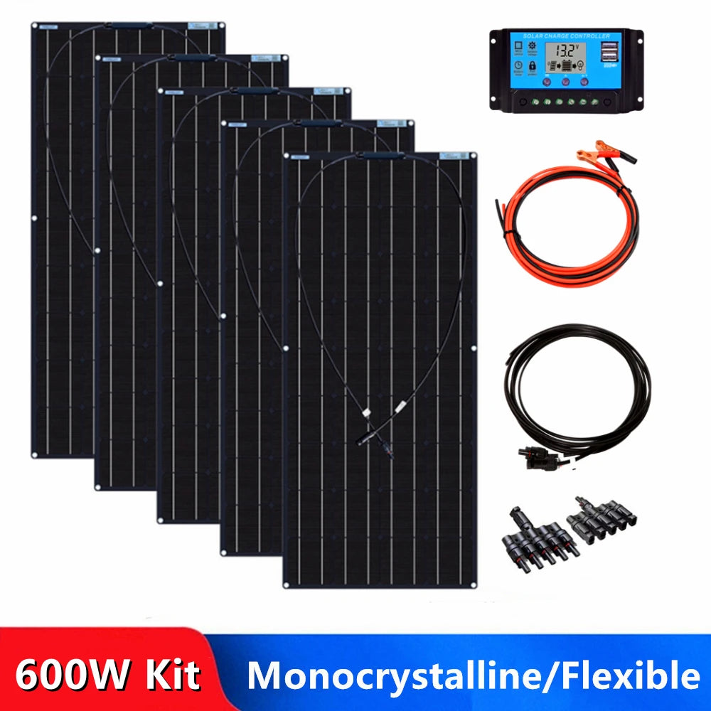 Zonnepaneel - Zonnepanelen - Monokristallijn - 120W - Flexibel - Voor Caravan - Camper - Boot of Thuisgebruik - 1 Stuks Kit