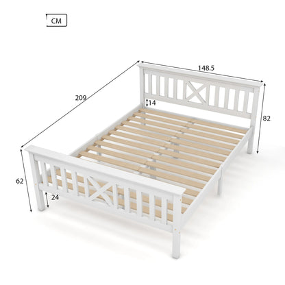 Bedframe – Bed – Slaapbank – Slaapbed – X-Vormig Hoofdeinde – Massief Dennenhout – Met Lades