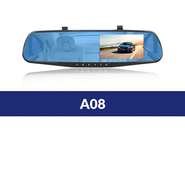 Dashcam 4.3 Inch - Full HD 1080P Auto Rij Recorder - Achteruitkijkspiegel DVR - Nachtzicht - Bewegingsdetectie - Zonder geheugenkaart - Zonder achteruitrijcamera - Zwart