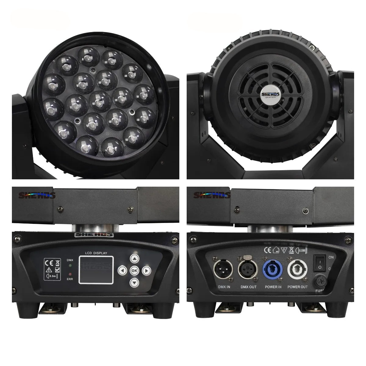 LED Wash Moving Head – LED Beam Verlichting – Stage Licht – DJ Licht – Disco Lamp – 2pcs EU Plug – 19x15W RGBW LEDs – Zoomfunctie 10°-60° - QUORE