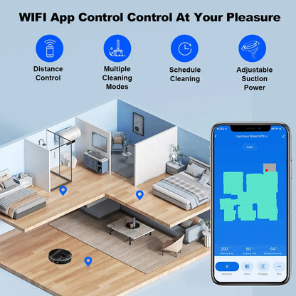 Robotstofzuiger – Slimme Zuiger – Dweilrobot – Automatische Reinigingsrobot – Stofzuigrobot – Wifi App Bediening – Intelligente 2D Kaart