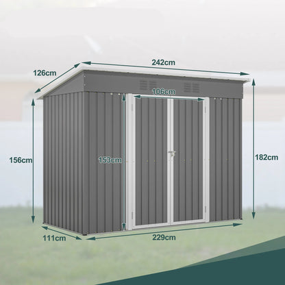 Tuinhuis – Tuinhuisje – Opslagschuur – Gereedschapshuis – Tuinschuur – 8x4FT – Gegalvaniseerd Staal – Waterdicht Met Ventilatie