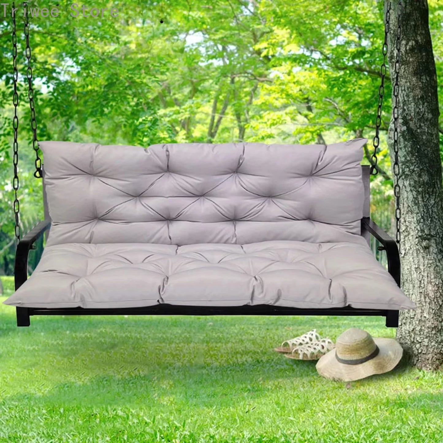 Bankkussen - Zitkussen - met Rugdeel - Ergonomisch - Zacht - voor Schommelbank - Meubels - Tuinbank - Eetbank - Verwijderbaar - Wasbaar - Waterdicht - Polyester - 100 x 100 cm - Lichtgrijs