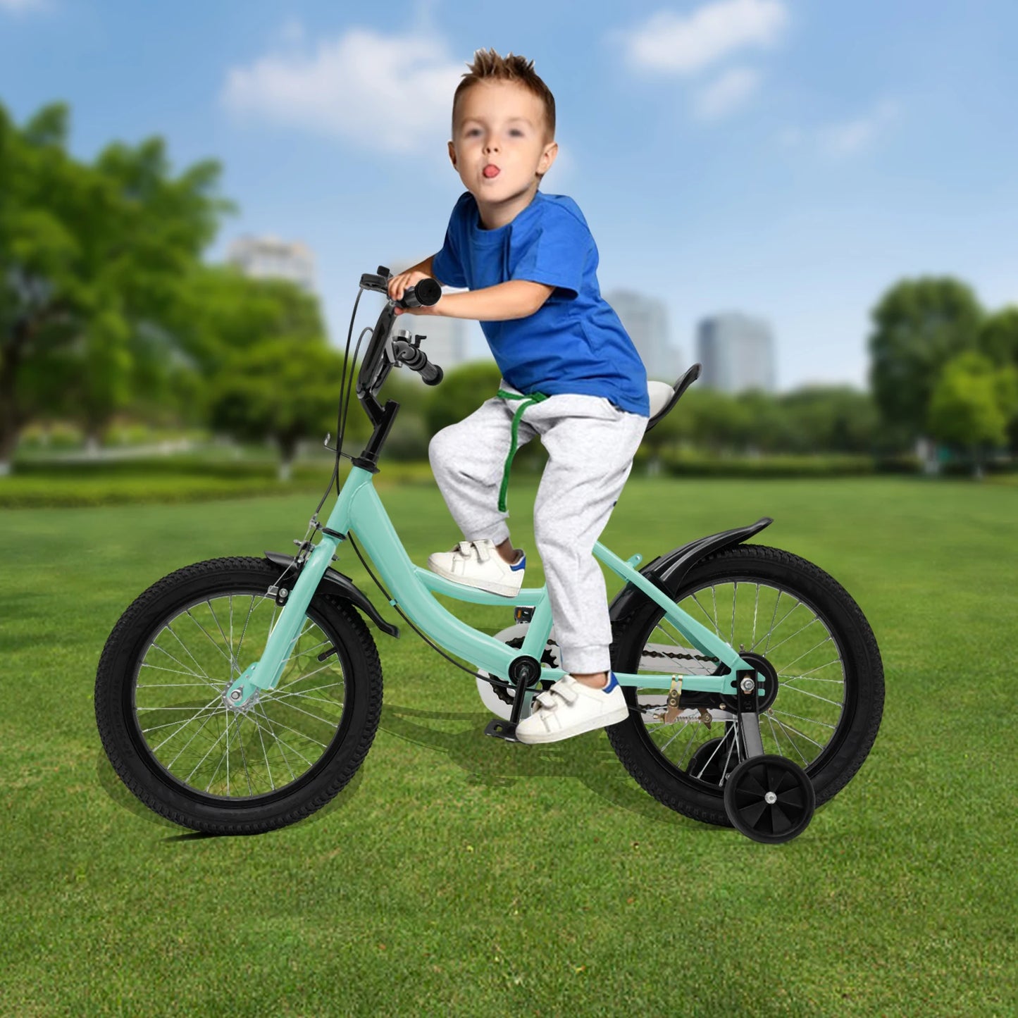 Kinderfiets - Kinderfietsen - Jongensfiets - Meisjesfiets - 16" - Fiets voor Jongens en Meisjes met Veiligheidswielen en Schokabsorberende Rubberen Banden