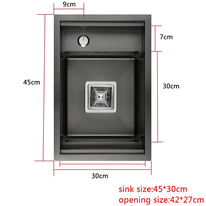 Spoelbak – Gootsteen – Keukenspoelbak – Barspoelbak – Balkonspoelbak – Enkelvoudige Kom – RVS Roestvrij Staal – Compact 45x30 cm