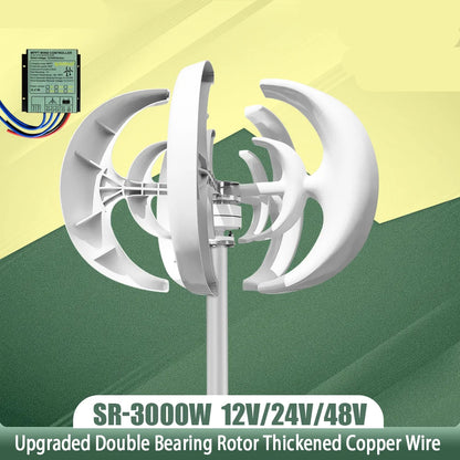Windturbine - Windmolen - Windturbine Generator - Windenergie - Verticale - 3000W - 24V - met Oplaadcontroller - Duurzame Energie voor Huishoudens en Boerderijen -Wit