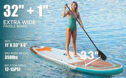 Opblaasbaar SUP-Board – Paddle Board – Stand Up Paddle – Waterdicht – Lichtgewicht – 335x84x15 Cm – Max Draagkracht 158 Kg - Houtkleur