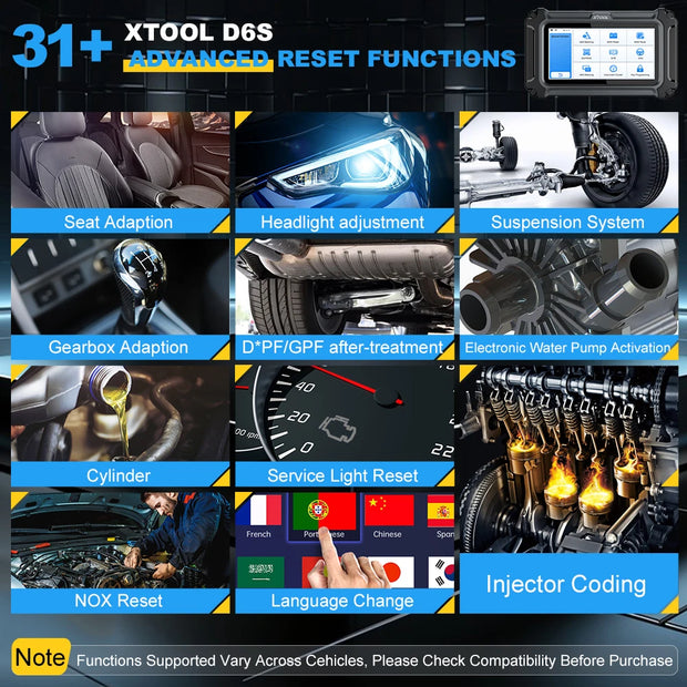 XTOOL D6S- Car Scanner Tool-Diagnosis Scanner- All System Automotive Scanner for All Car 30+ Services Lifetime Free Update Built-in CANFD FCA