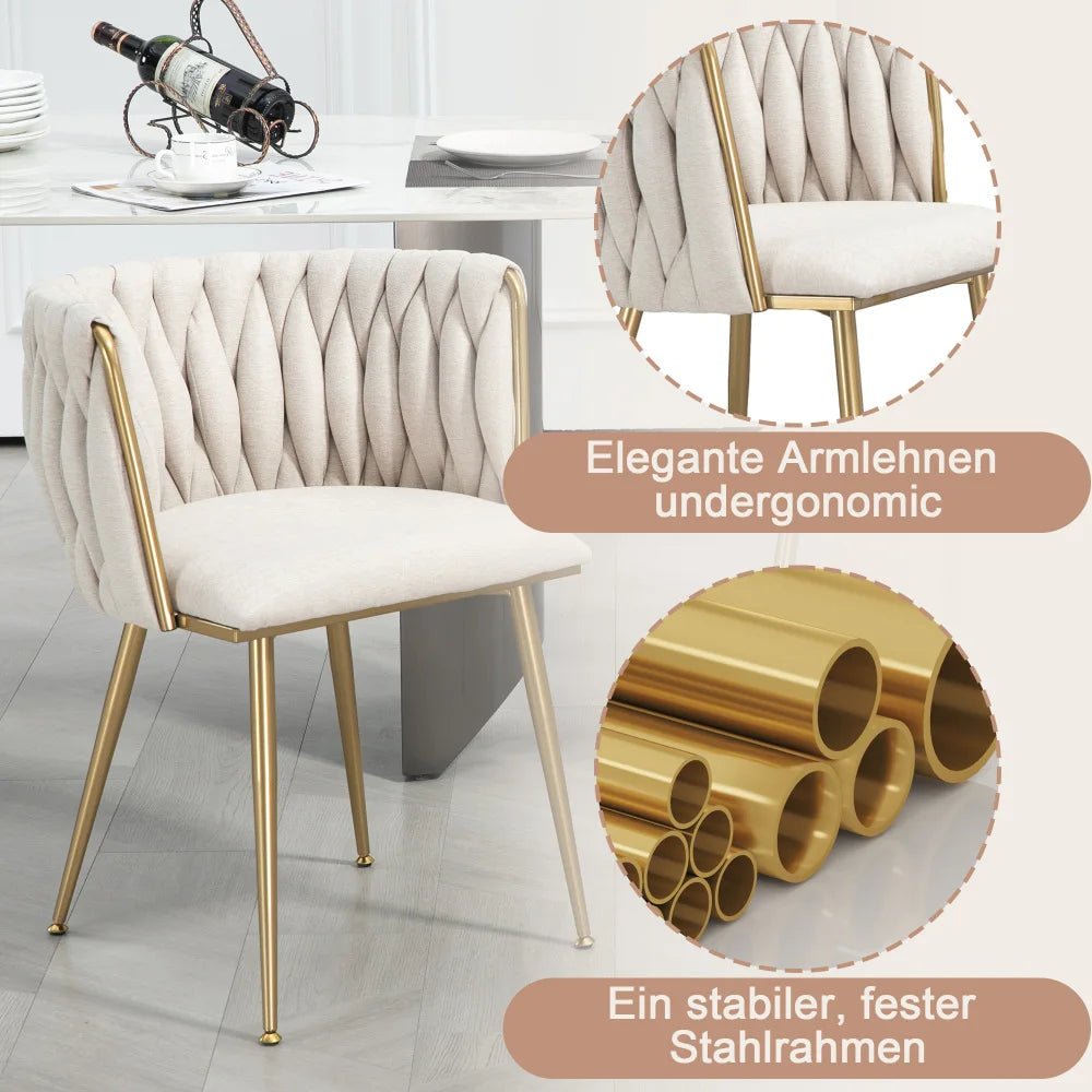 Eetkamerstoelen – Stoelen – Zitkamer Stoelen – Woonkamer Stoelen – Keuken Stoelen – Metalen Frame – Linnen Bekleding