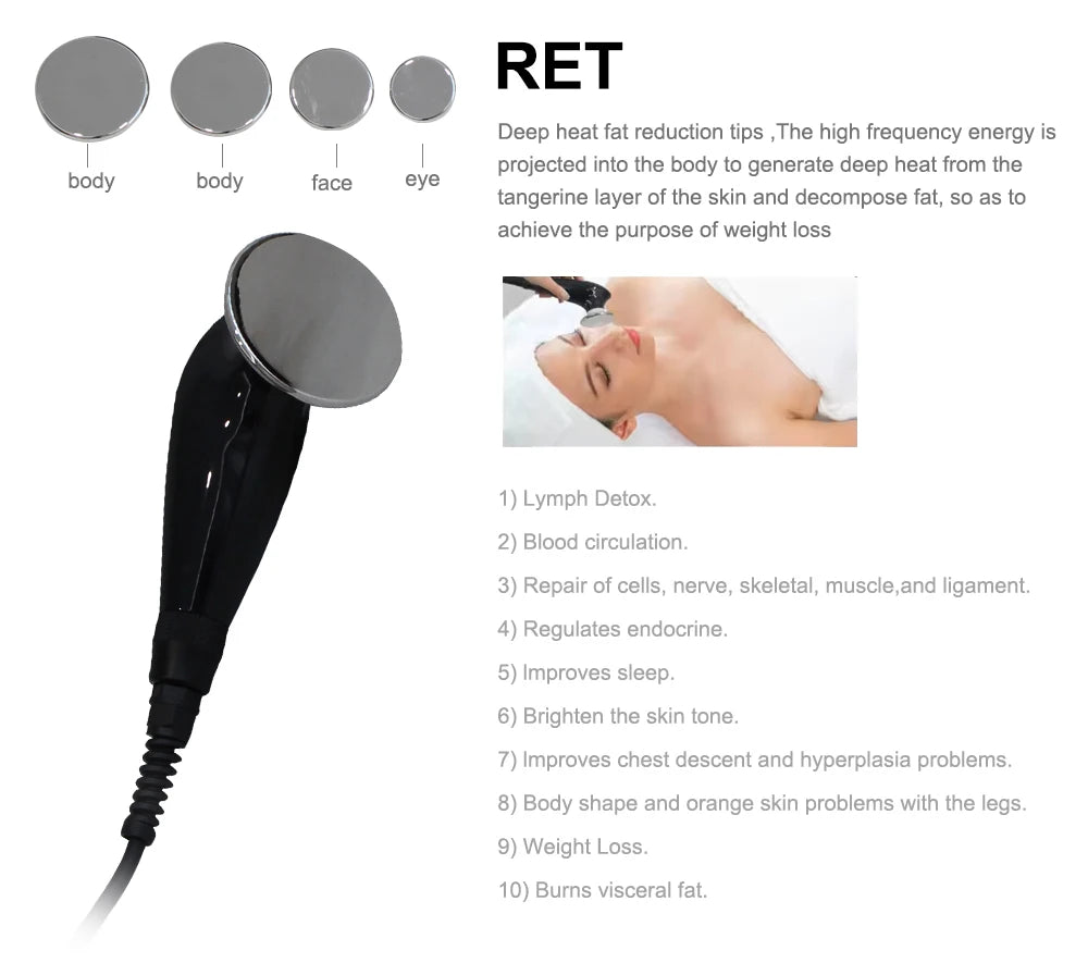 Thermo-therapie apparaat – Warmtebehandelingsapparaat – Diepe warmte massager – Spierpijn verlichter – Huidversteviger – 448 kHz frequentie – Duurzaam ABS & TPR materiaal - QUORE