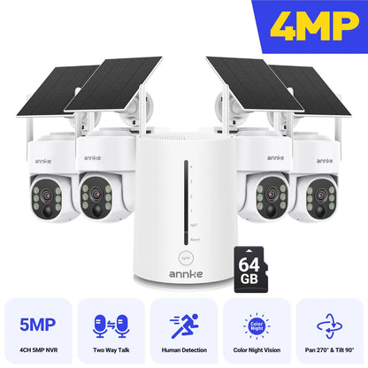 4MP Solar Beveiligingssysteem – Draadloze Beveiligingscamera – IP Camera – Buiten Camera – Wifi Camera – 9000mAh Batterij – 4Kleur Nachtzicht – Tweerichtingsaudio