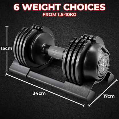 Verstelbare Dumbbells – Verstelbare Halters – Gewicht Dumbbells – Krachttraining Gewichten – Fitness Handgewichten – 1,5-10 kg Instelbaar – Duurzaam Staal & Antislip Handvat