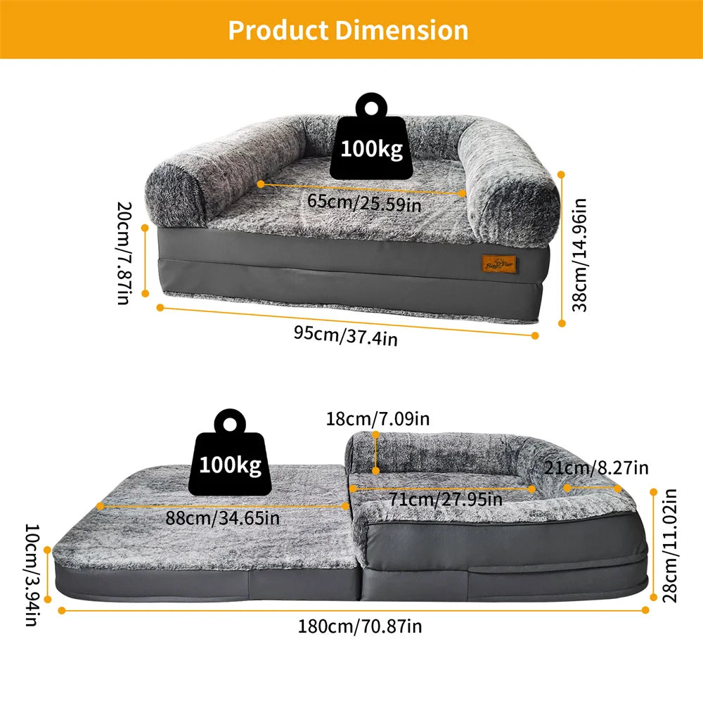 Hondenbed – Huisdierbed – Grote Hondenmand – Dierenkussen – Extra Groot 180x95 Cm – Zachte Pluche En PU-Leder