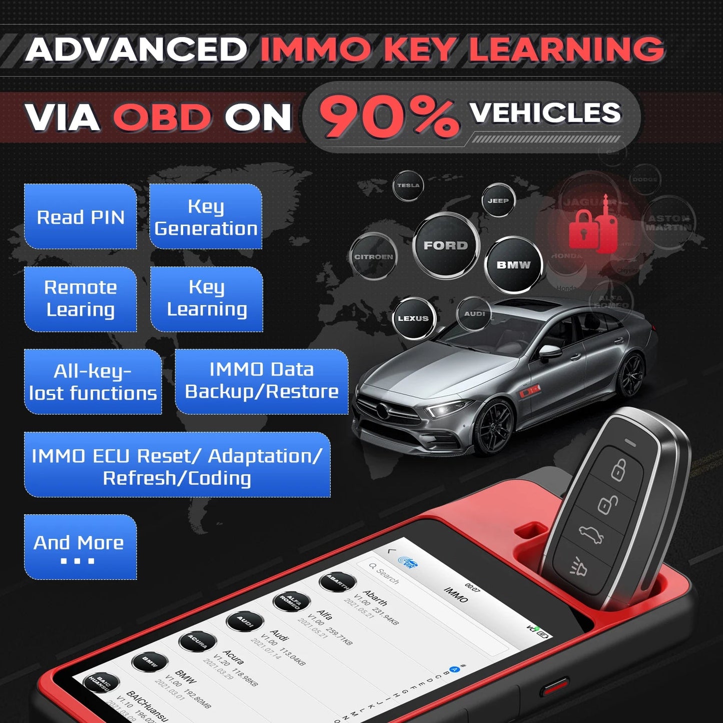 Autosleutel Programmeerder – Sleutel Programmering – Autosleutel Maker – Immobilizer Tool – Android Tablet – Bluetooth 5.0 – Langdurige Batterij