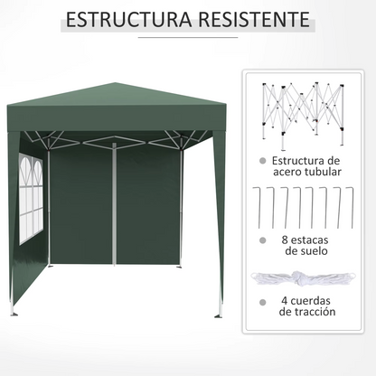 Paviljoen - Tuinpaviljoen - Partytent - Tuintent - Pop-up Kliksysteem - Stabiel - Vouwtent - Opvouwbaar - Waterdicht - Winterbestendig - 50+UV-Bescherming - voor Tuin - Buiten - Achtertuin - 2 x 2 m - Groen