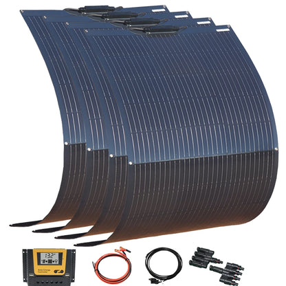 Zonnepaneel - Zonnepanelen - Monokristallijn - Flexibel - Buigzaam - Waterdicht - 600W - 4 Stuks Kit - voor Dak - Camper - Boot - Caravan - Off-grid Systeem