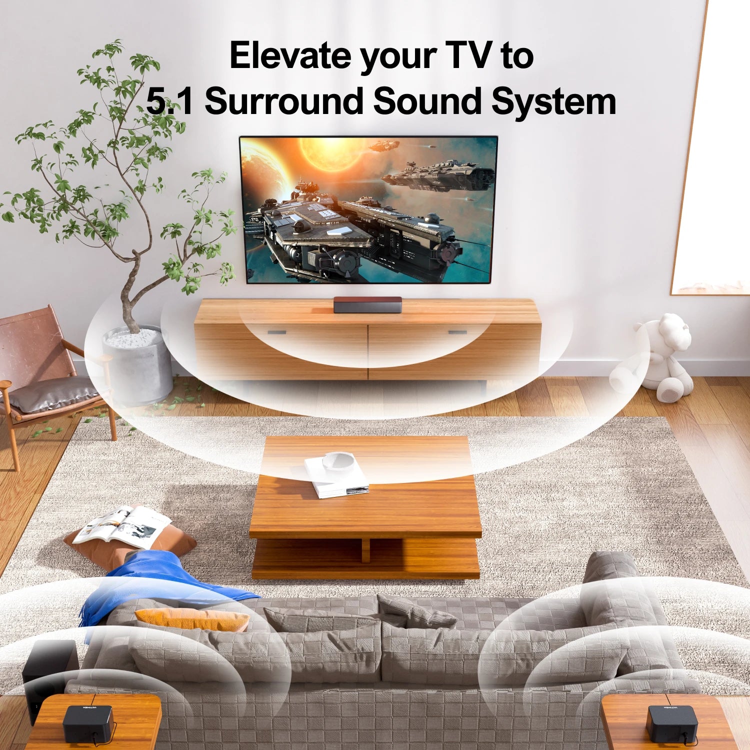 Soundbar - Speaker - Soundbars Draadloze Subwoofer & Achterluidsprekers - Box - 5.1 Virtuele Surround Soundbar – Home Theater 3D Surround Sound Systeem - QUORE