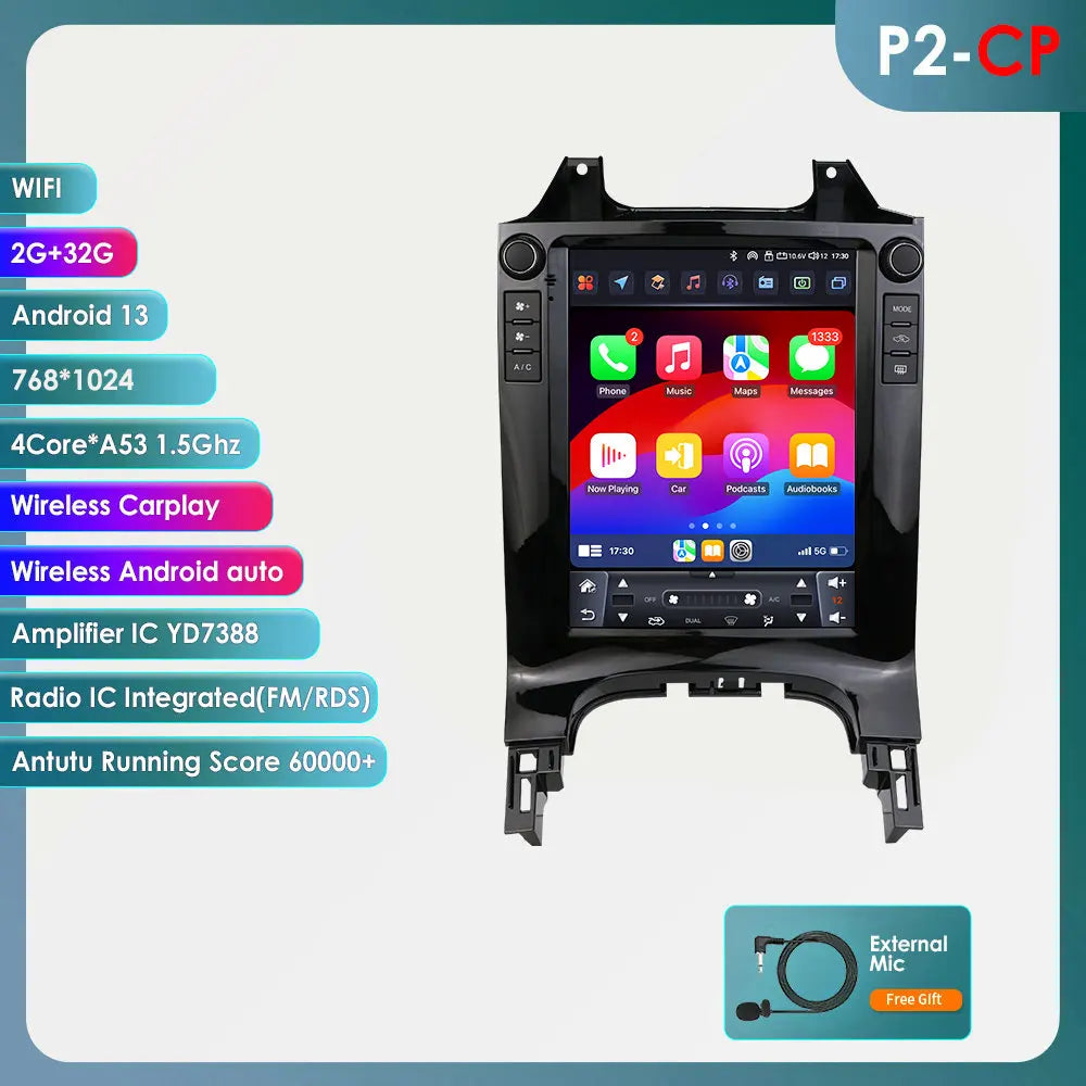 2 DIN Autoradio – Multimedia Stereo – Navigatiesysteem – Touchscreen Audio – Auto Dashboard Systeem – Android 13 Besturingssysteem – 9,7 Inch Verticaal Scherm