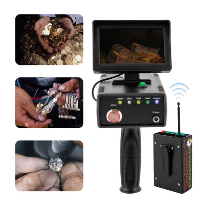 Metaaldetector – Metaalzoeker – Schatzoeker – Goudzoeker – Vondstscanner – Zwart Modern Design – LED Display – Detectiebereik 1200m – Diepte 30m