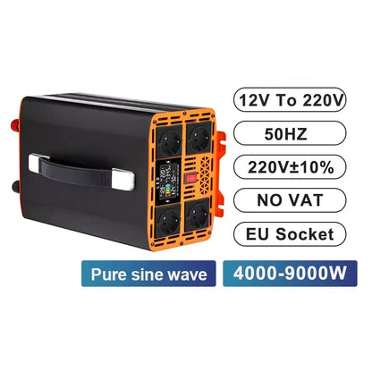 Omvormer 5000W 12V – Stroomomzetter – Spanningsomzetter – DC naar AC Converter – Zuinige Solar Inverter – Pure Sinusgolf – Continu Vermogen 2500W – Intelligente Koeling