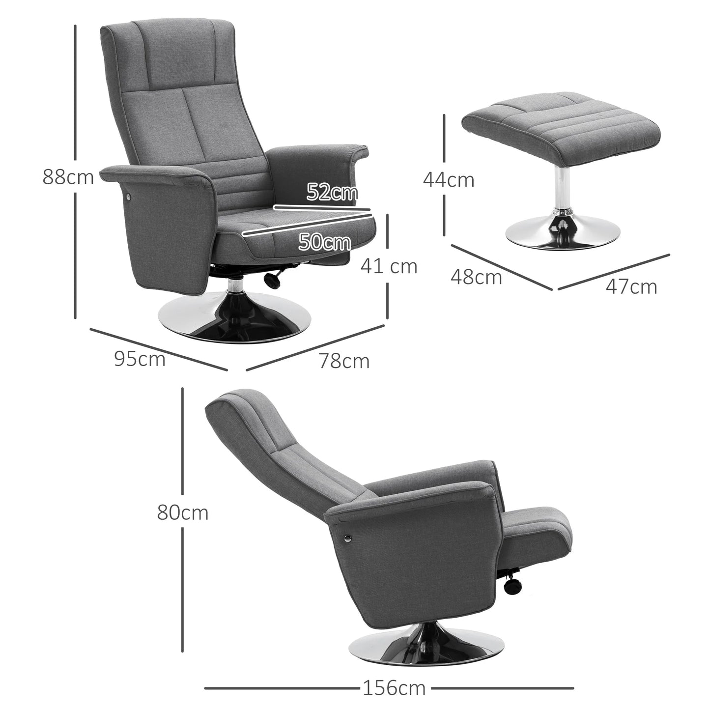 Elektrische Relaxfauteuil – Massagefauteuil – Relaxstoel – Draaifauteuil – Comfortstoel – 8 Vibratiemassagepunten – Verstelbare Rugleuning