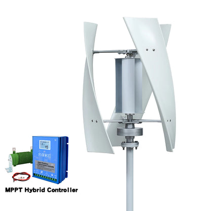Windturbine - Windmolen - Windturbine Generator - Windenergie - Verticaal As - 5000W - 48V - Met Hybride Regeling - 3 Messen - Stille en Efficiënte Energieoplossing - voor Thuisgebruik