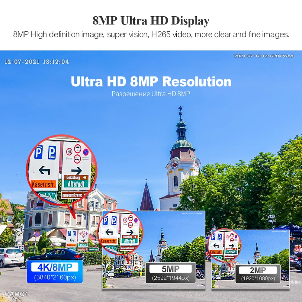 Techage 8CH 4K UHD 8MP Camera System H.265 PoE NVR Kit Outdoor Video Surveillance AI Human Detect Two-way Conversation CCTV Set - QUORE