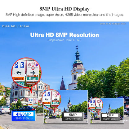 Techage 8CH 4K UHD 8MP Camera System H.265 PoE NVR Kit Outdoor Video Surveillance AI Human Detect Two-way Conversation CCTV Set - QUORE