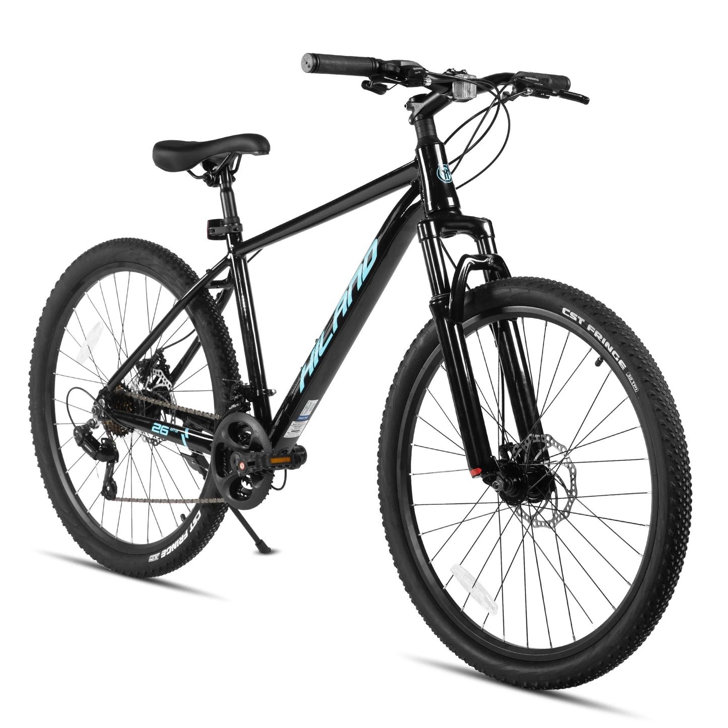 HILAND 26 inch aluminum alloy mountain bike for men and women, 21 speed bike with mechanical disc brakes, front suspension fork