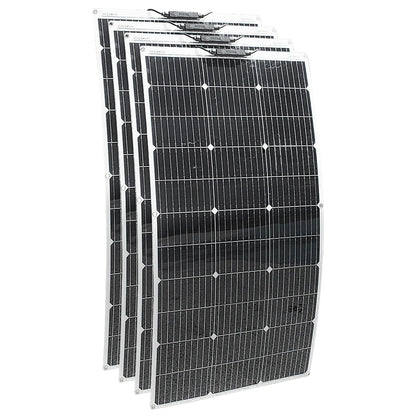 Zonnepanelen - Zonnepaneel - Monokristallijne - 400W - Flexibele - Waterdichte - Voor Camping - Huis - Auto - Off-Grid 12V Systeem - 4 Stuks