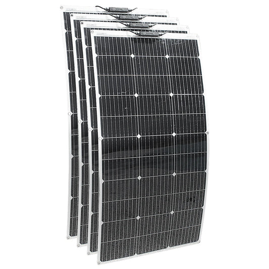 Zonnepanelen - Zonnepaneel - Monokristallijne - 400W - Flexibele - Waterdichte - Voor Camping - Huis - Auto - Off-Grid 12V Systeem - 4 Stuks